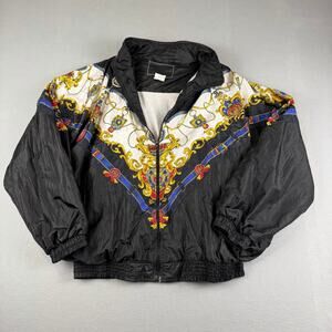 Vintage 90s Baroque Print Windbreaker Jacket Oversized